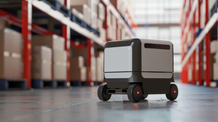 A service-focused bag-lifting robot aiding in the handling of parcels for a delivery service