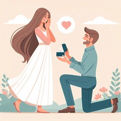 Man Proposing to His Girlfriend with an Engagement Ring, Capturing a Romantic and Joyful Moment