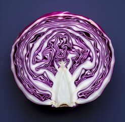 Fototapeta premium red cabbage close up.Minimal creative food concept.Flat lay