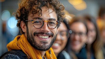 Close up picture of a happy and laughing staff or participant people group