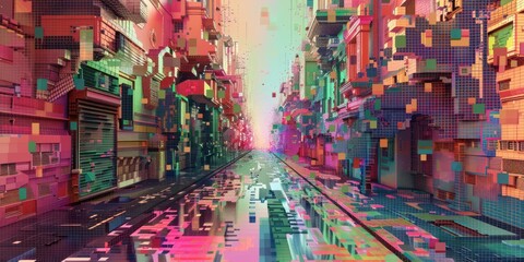 Fototapeta premium Sci fi city abstract illustration