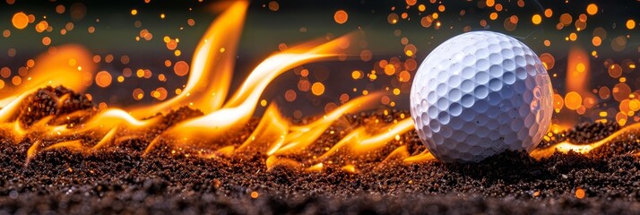 Golf ball propelled at high velocity, leaving fiery trail behind in spectacular display