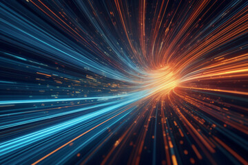 Obraz premium mesmerizing abstract depicts high-speed global data transfer: wavy flashes, ultra-fast broadband, cyber tech motion