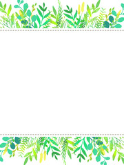 手描きの植物のイラスト背景・縦型のテンプレート