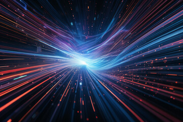Obraz premium mesmerizing abstract depicts high-speed global data transfer: wavy flashes, ultra-fast broadband, cyber tech motion