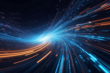 Obraz premium mesmerizing abstract depicts high-speed global data transfer: wavy flashes, ultra-fast broadband, cyber tech motion