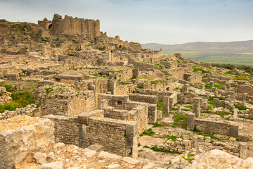 Obraz premium General views of ancient city Dougga (Thugga) in Tunisia. Best-preserved Roman town in North Africa