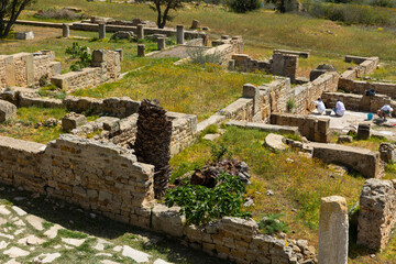 Obraz premium Ancient Roman Empire ruins of Carthage, villas in Tunisa