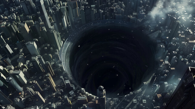 City Devoured by Massive Black Hole