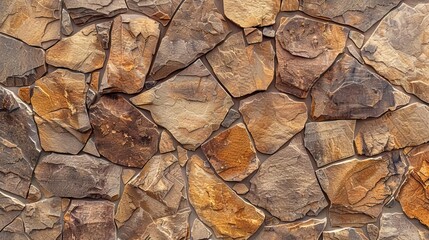 irregular pattern of natural brown stone masonry wall typical spanish texture background architectural detail illustration