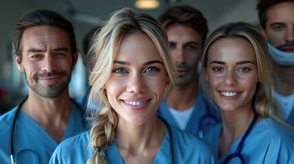 group of medical workers portrait in hospital