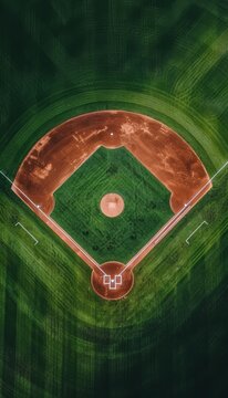 Detailed aerial view showcasing the layout of a baseball field from a bird s eye perspective
