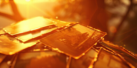 The warm amber of old photographs flicker in nostalgia. Antique film.