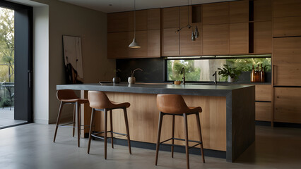 modern kitchen with table