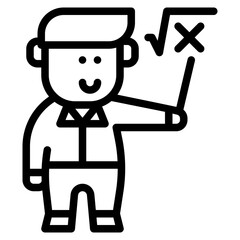 teacher math outline icon and illustration