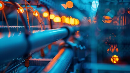 A network of wires and cables connecting the reactor to other parts of the facility.