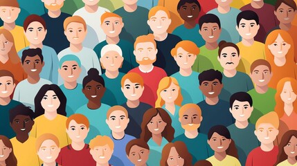 People icon flat design top view community theme cartoon drawing colored pastel