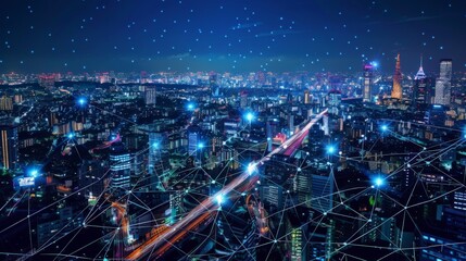Fototapeta premium Empowering the future with open AI: a network of interconnected devices enhancing connectivity and productivity.