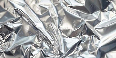 Silver foil reflects light Aluminum. Texture.