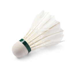 Fototapeta na wymiar One feather badminton shuttlecock isolated on white