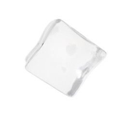 One crystal clear ice cube isolated on white