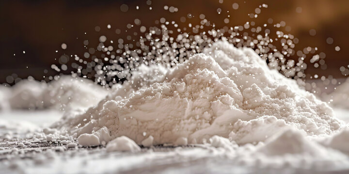 White powder dances on a table, taunting its unsuspecting prey. Cocaine Drugs.