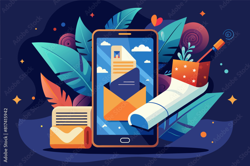 Aufkleber email marketing concept with multiple email icons representing the idea of email marketing campaigns