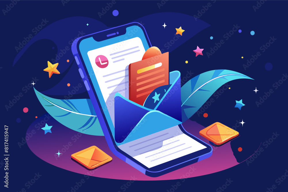 Poster email marketing concept with multiple email icons representing the idea of email marketing campaigns
