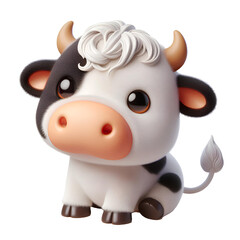 3D CUTE Bos primigenius taurus cow Isolated on white background