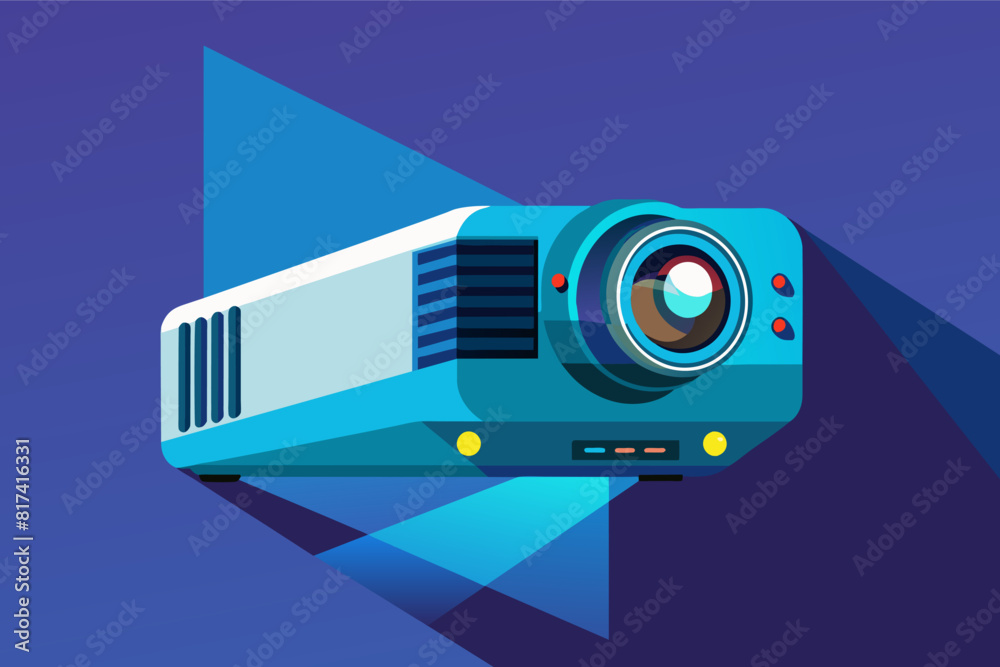 Poster icon of a projector on red background.