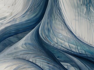 Wavy mesh, white and blue, airy texture, generative AI