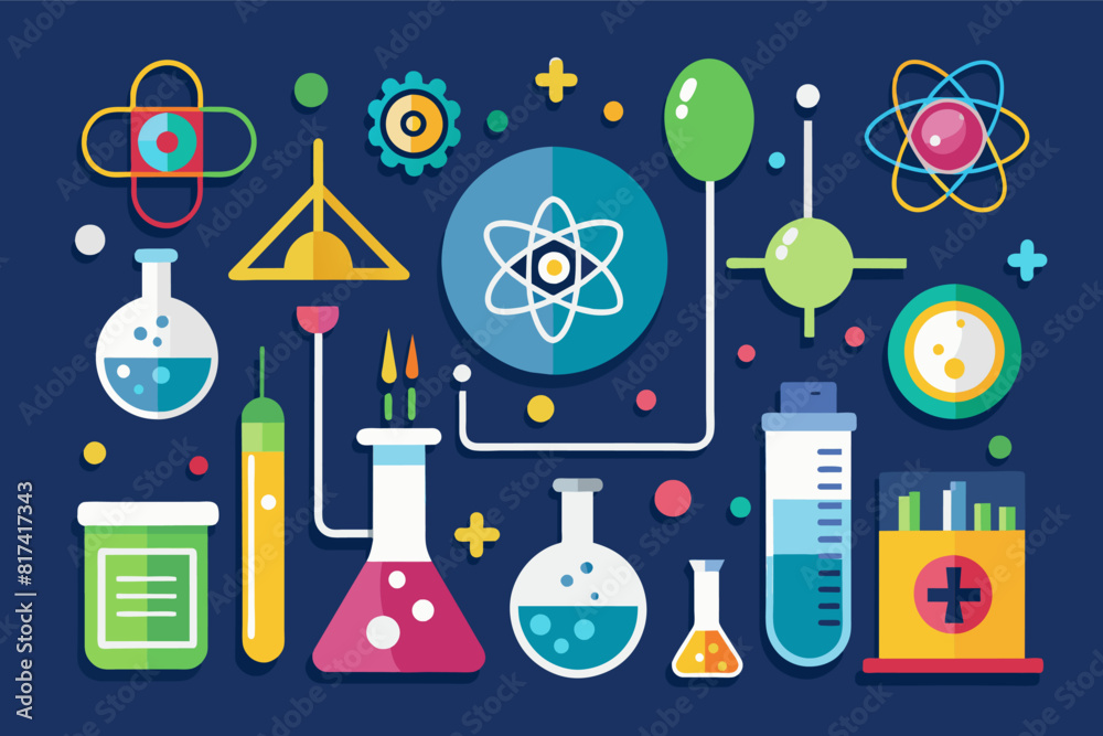 Poster students conducting experiments in a science lab, surrounded by technology and equipment.
