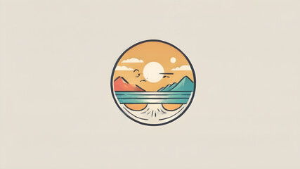 Summer season themed logo icon emblem symbol, Generative AI