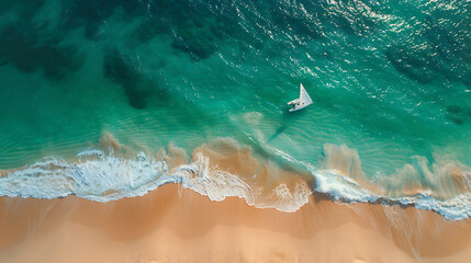 Wave and boat on beach as background. Beautiful natural background