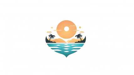 Summer season themed logo icon emblem symbol, Generative AI