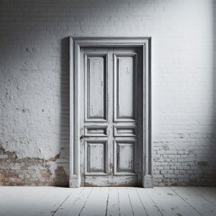 Image of a Grey Door and Brick Wall