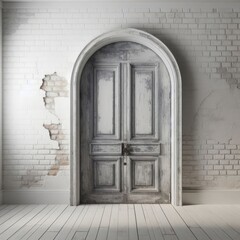 Image of a Grey Door and Brick Wall