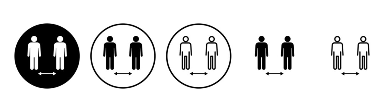 Social distance icon set. social distancing icon. self quarantine sign