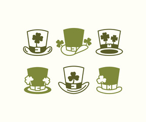 st patricks day hat leprechaun green clover vector icon design simple flat illustration collections template sets