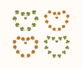 shamrock clover leaves love heart frame vector icon design illustration collection template sets
