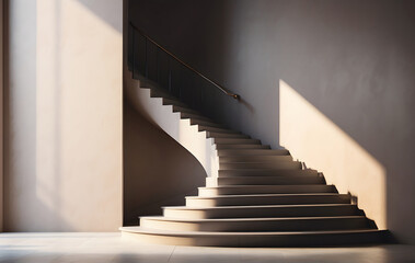 Fototapeta premium An ascending staircase casts a skyward shadow, symbolizing business growth, success, and future opportunities