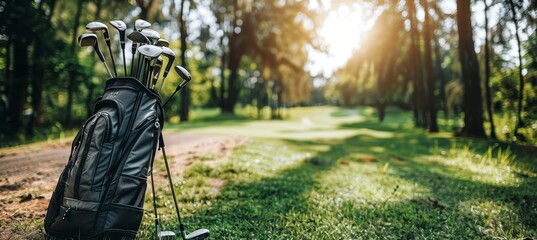 Organized golf bag with neatly arranged clubs, highlighting equipment for summer olympics concept