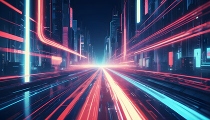 Abstract technology background of high speed global city building modern 2