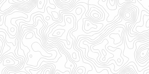 Fototapeta premium Vector geography landscape Topo contour map on white background, Topographic contour lines. Seamless pattern with lines Topographic map. Geographic mountain relief diagram line wave carve pattern.