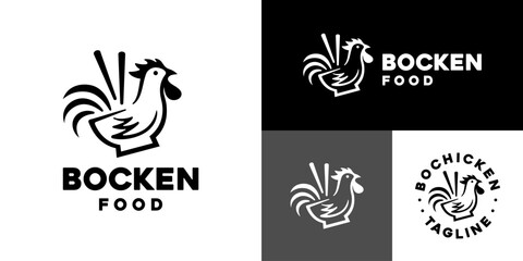 Vector design template of rooster logo combined with a bowl. Food, restaurants, ramen, animals. Icon symbol EPS 10. © GoedangVector