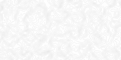 Fototapeta premium Vector geography landscape Topo contour map on white background, Topographic contour lines. Seamless pattern with lines Topographic map. Geographic mountain relief diagram line wave carve pattern.