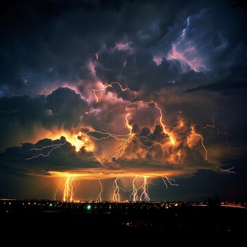 Dark clouds incredible lightening storm 