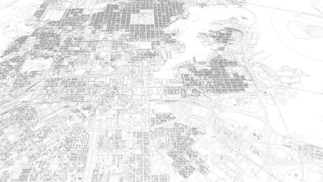 3D looped animation of Baltimore mass buildings