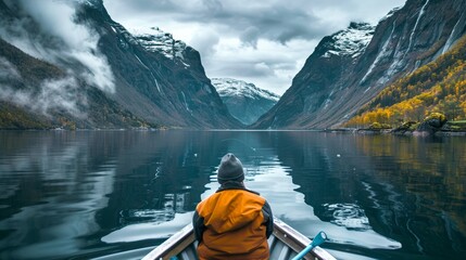 Beautiful norweigan lake landscape. travel, fishing, and boating adventures in scandinavia