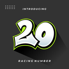 Premium Decal Racing Number Vector Template